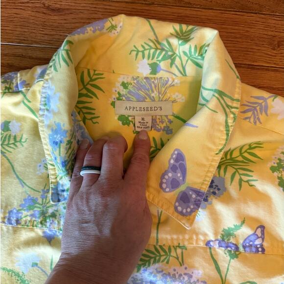 Appleseed Yellow Floral Vintage Womens Jacket XL Lavender Butterfly Cotton - Picture 5 of 9